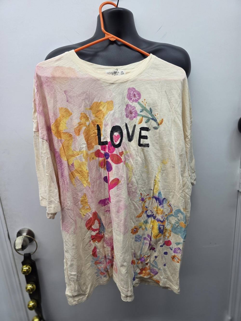 NATURAL LIFE Cream Floral 'LOVE' Graphic Tee with Multicolor Prints